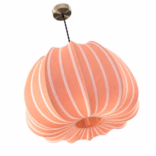 CGC Lighting Fleur Large 50cm Striped Bell Lantern Lampshade in Orange and Red Fabric – 3