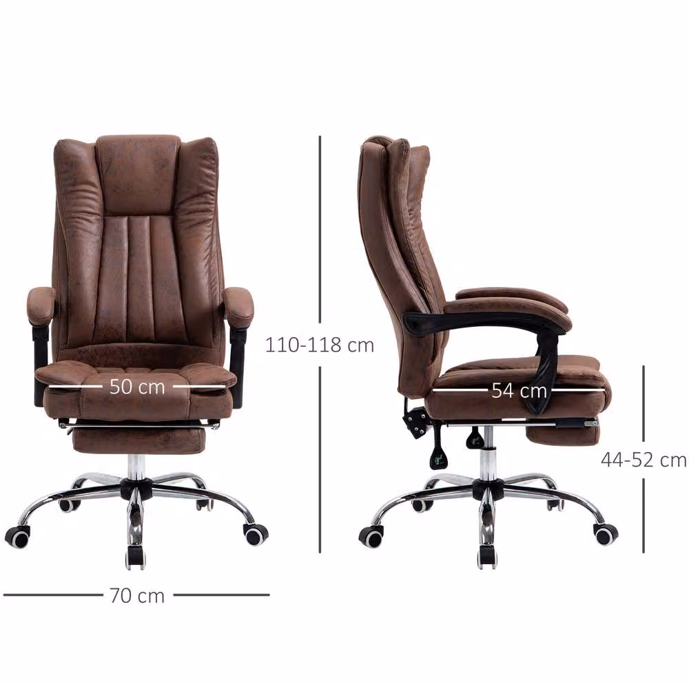 STILVORA Brown Executive Home Office Chair with Reclining Function, Footrest and Headrest, W/D/H: 71 x 120 x 63 cm – 2