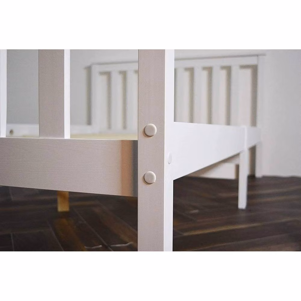 Flavora Solid Wood Shaker Style Single Bed in White, W/D/H: 90 x 200 cm – 2
