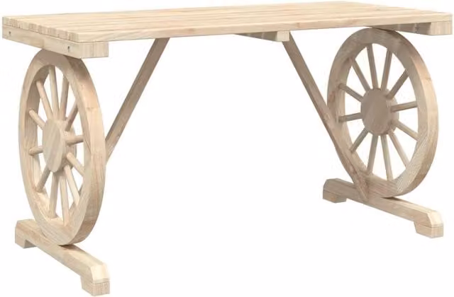 Berkfield Home Rustic Solid Fir Wood Garden Table in Natural Beige, W: 115 cm, D: 55 cm, H: 65 cm