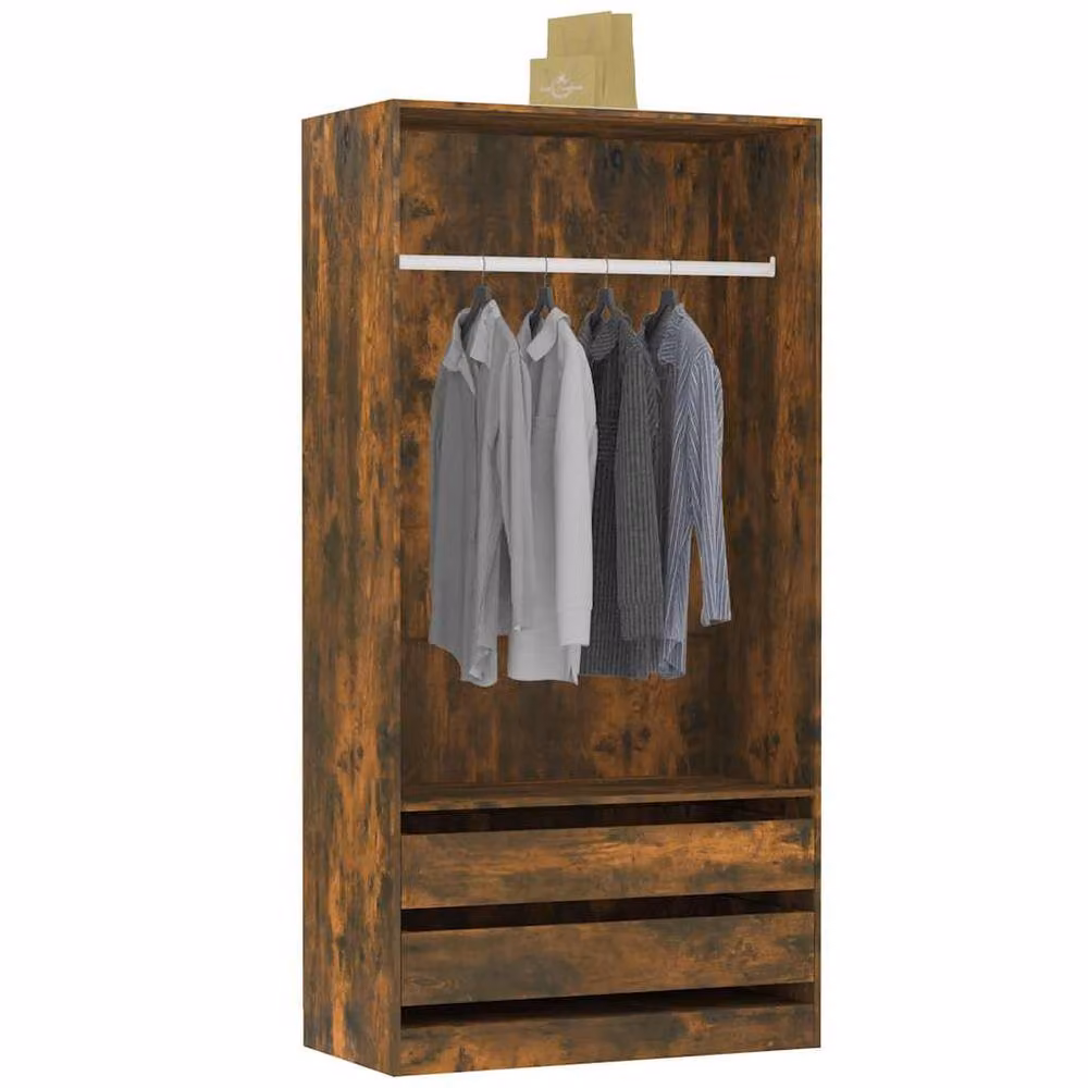 Berkfield Home Smoked Oak Wardrobe in Brown, W/D/H: 100 x 50 x 200 cm – 3