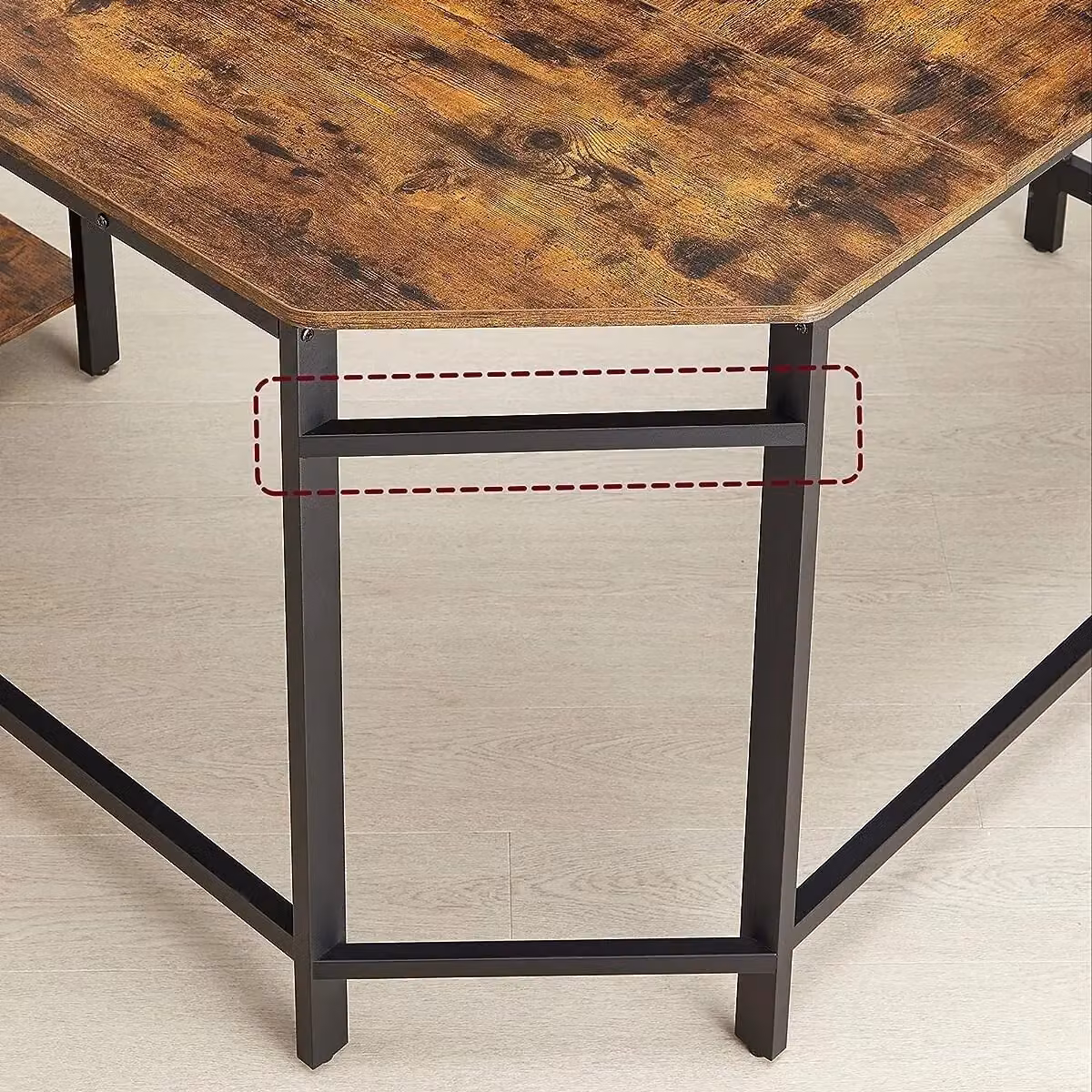 VASAGLE L-Shaped Corner Gaming Desk with 2 Storage Shelves in Brown – 4