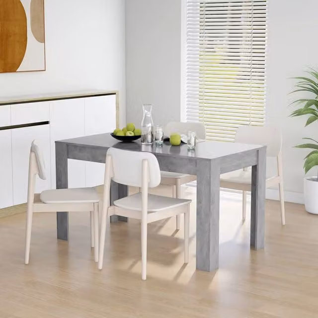 Berkfield Home Modern Rectangular Dining Table in Concrete Grey, W/D/H: 140 x 74.5 x 76 cm
