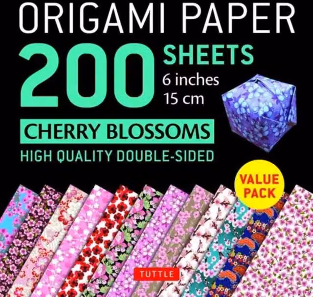 Tuttle Publishing Origami Paper Kit with 200 Multicolour Cherry Blossom Sheets, 15 cm