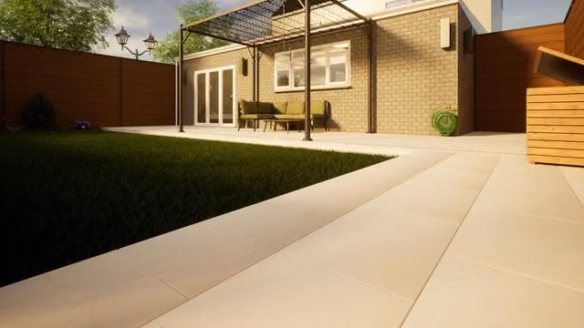 PBSL Group Harvest Smooth Presealed Sandstone Paving, Beige, W: 60.0 cm, D: 40.0 cm, H: 2.5 cm