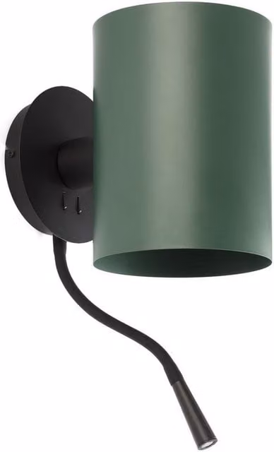 Faro Guadalupe Modern Reading Wall Light in Black and Green with E27 Socket