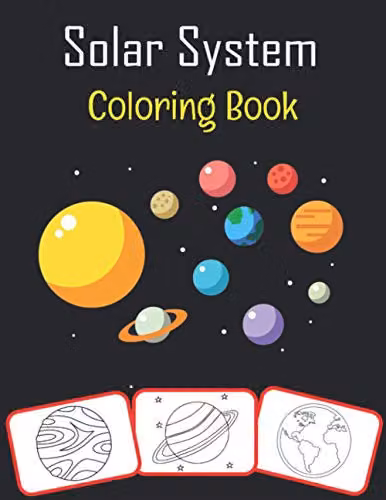 Solar System Coloring Book for Children with 35 Solar System Images, 70 Pages, Multicolour