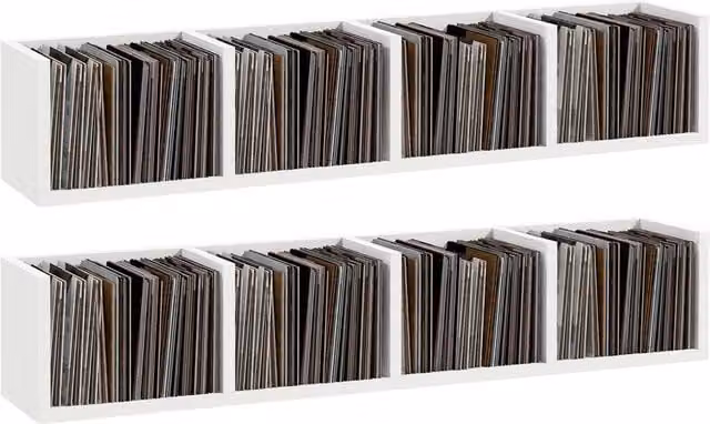 KORVIXA Set of 2 White Wall Mounted Wood Storage Shelves