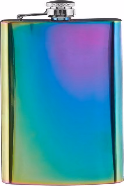 Orsina Oil Slick Hip Flask, Multicolour Stainless Steel with Iridescent Finish and Leakproof Screw Cap, 140 ml – 1