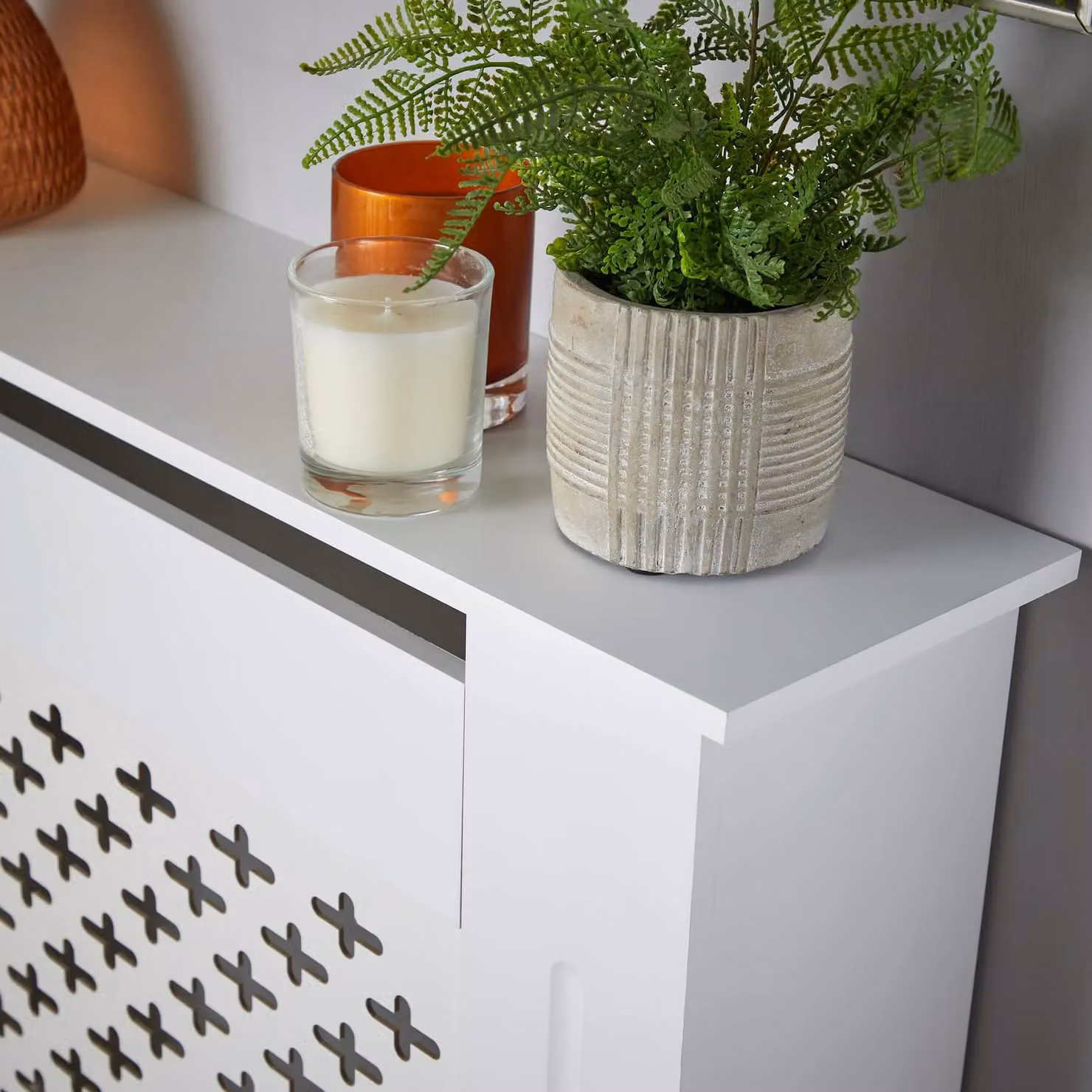 Home Source Small Modern MDF Wooden Radiator Cover in White – 2