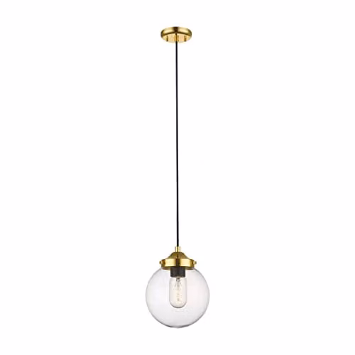 Netlighting Zumaline Riano Globe Pendant Light in Gold and Transparent Glass with E27 Socket