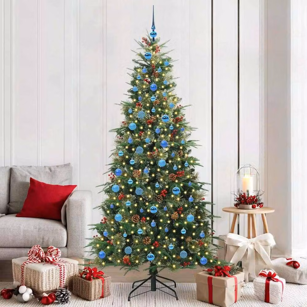 Berkfield Home Elegant Green Artificial Hinged Christmas Tree, Height: 210 cm – 2