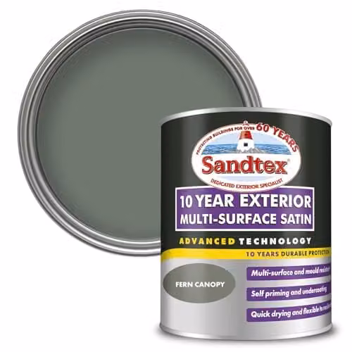 Sandtex 10 Year Multi Surface Satin Paint, Green, 750ml