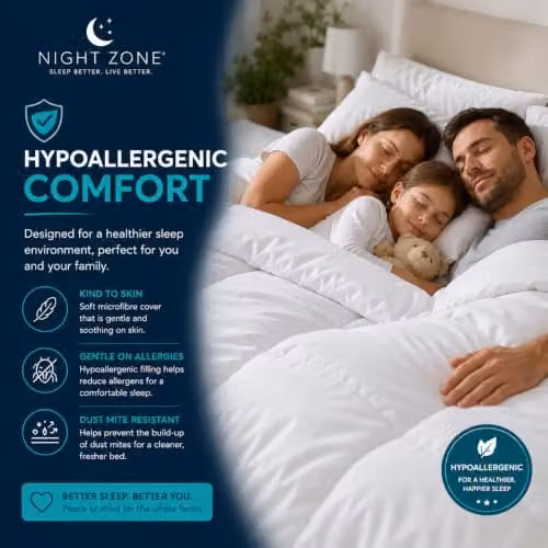 Nightzone King Size Microfibre All Season Quilt, 13.5 Tog, White – 3