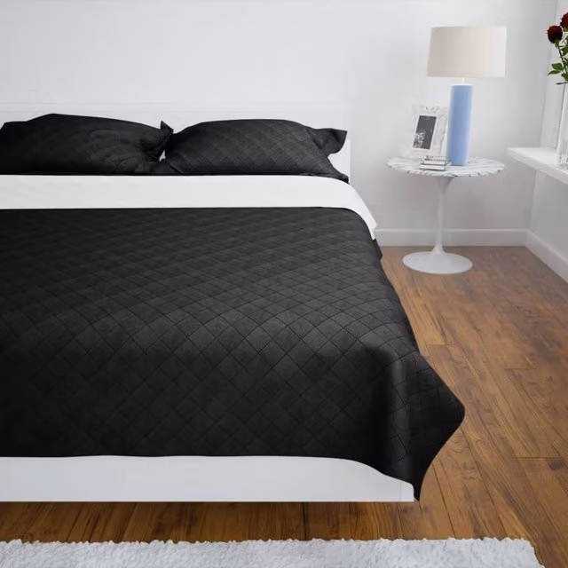 Berkfield Home Reversible Double-sided Quilted Bedspread in Black and White, W: 230 cm, D: 260 cm