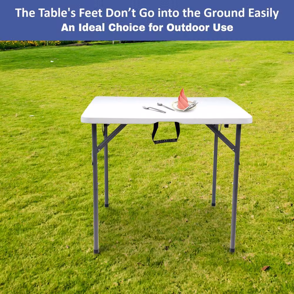 Crystals White Plastic Folding Square Table for Garden, Kitchen or Camping, W/D/H: 91.44 x 91.44 x 75 cm – 2