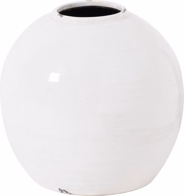 KDMK Garda Glazed Tiber White Ceramic Tabletop Vase