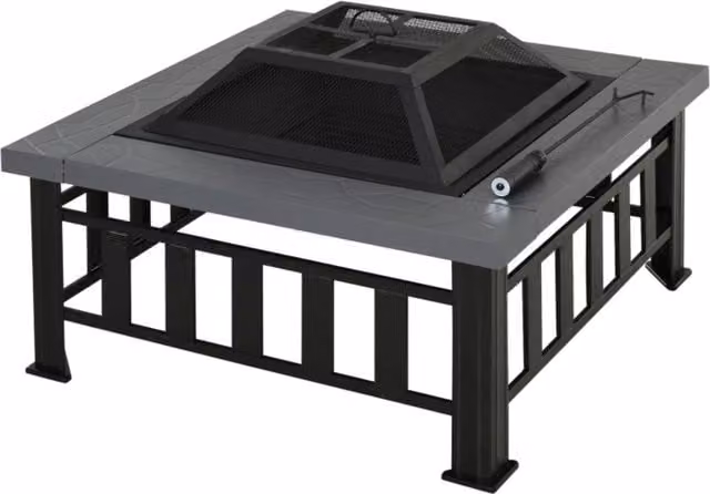 Chilli Seating Maze Metal Large Outdoor Square Fire Pit Brazier - Grey