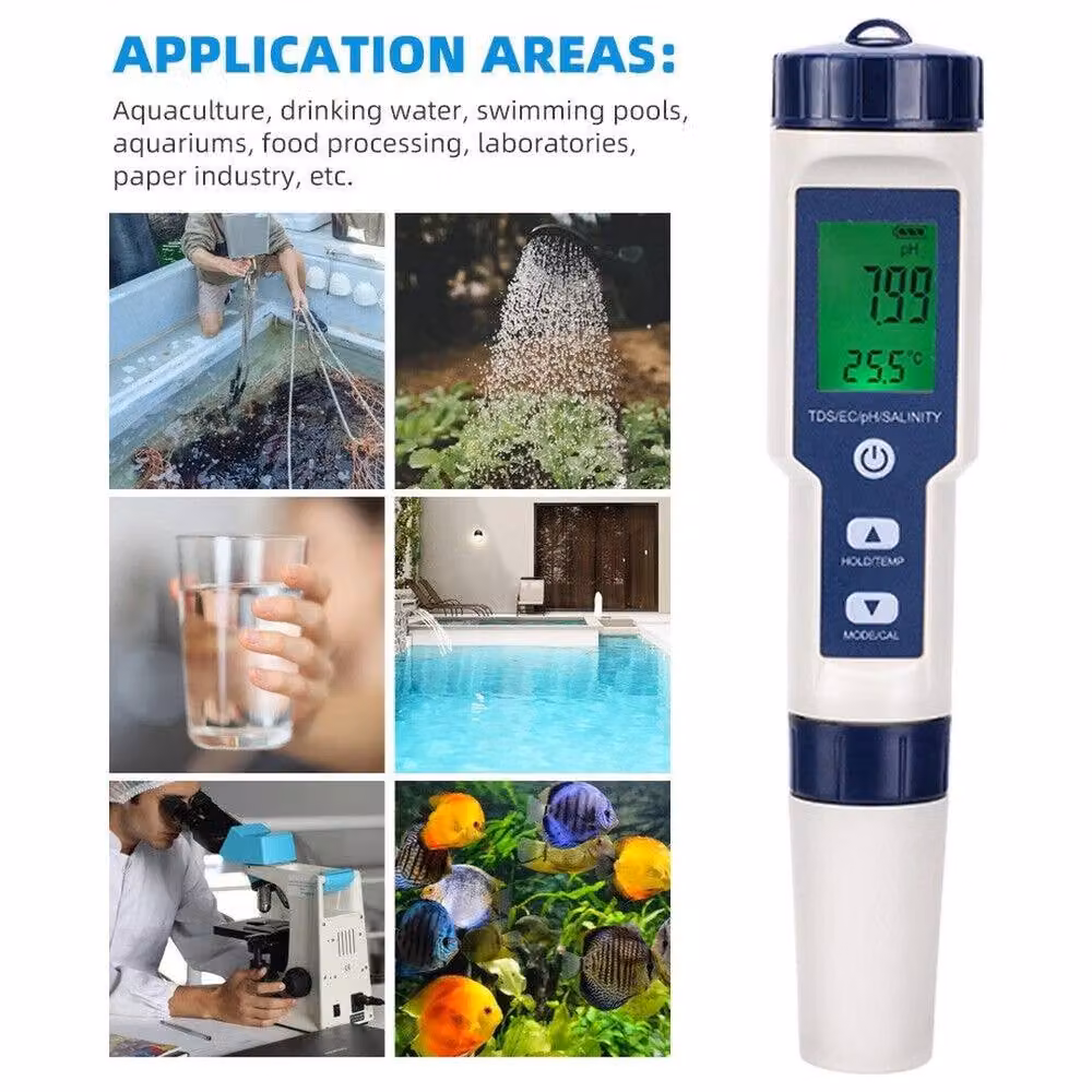 NESTLUNE 5-in-1 Digital Water Quality Meter Tester with LCD Backlight, White – 4
