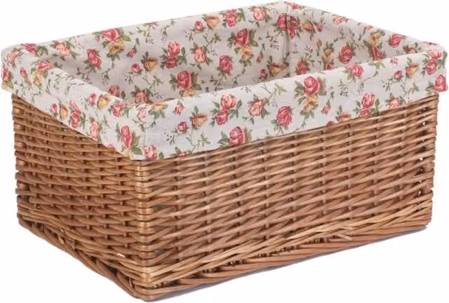 Red Hamper Double Steamed Garden Rose Willow Storage Basket in Red with Handles
