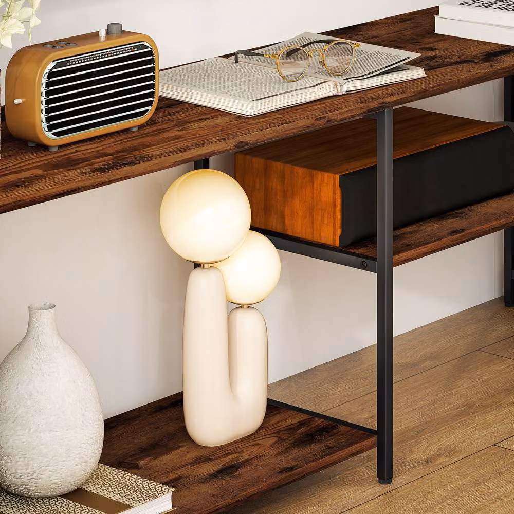 STILVORA Rustic Brown TV Unit with 8 Shelves and Metal Accents – 6