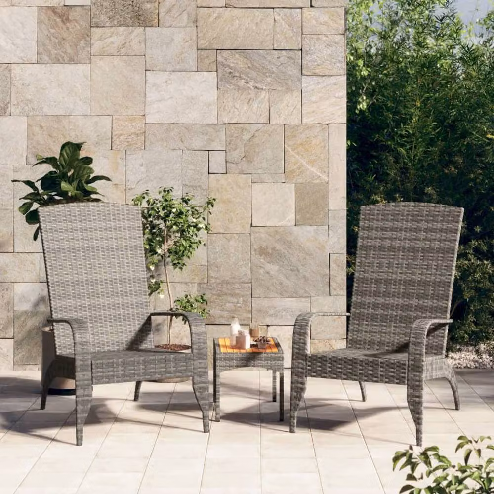 Berkfield Home Grey Poly Rattan Adirondack Garden Chair with Metal Frame – 2