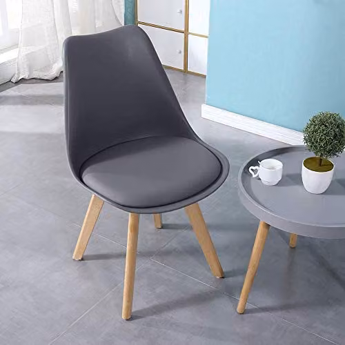 KOSY KOALA Round Dining Table and 4 Chairs Set in Grey, W/D/H: 90 x 90 x 75 cm – 2