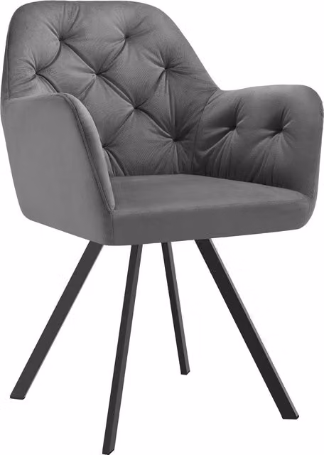 tectake Lucia Armchair in Anthracite Dark Grey with Velvet Upholstery and Metal Frame – 1