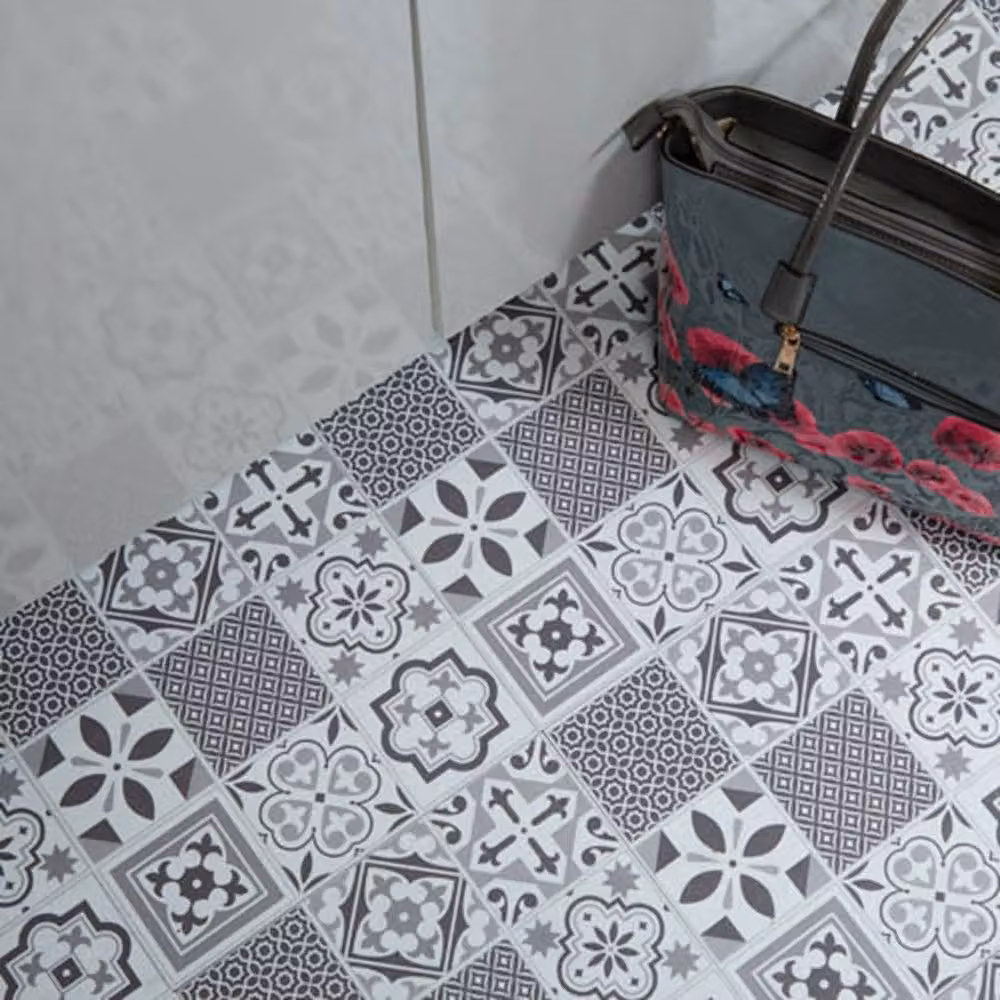 D-C-Fix Oriental Tile Look Self Adhesive Vinyl Floor Tiles, Grey, Pack of 11 (1sqm), W/D/H: 30.48 x 30.48 x 30.48 cm – 4