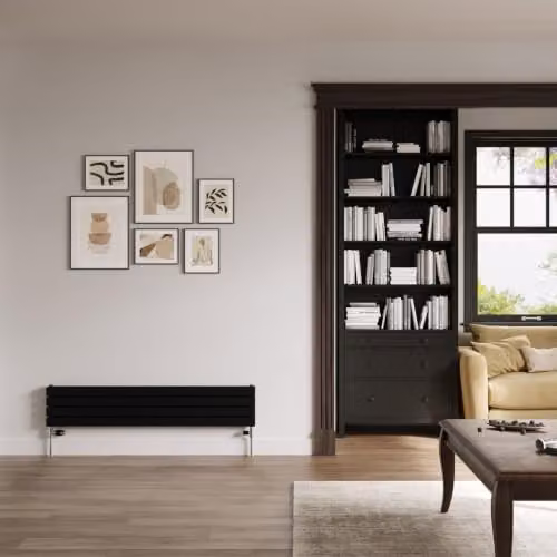 Typhoon Axis Black Flat Tube Horizontal Designer Radiator by UK Radiators, H 27.2 cm x W 140 cm – 2