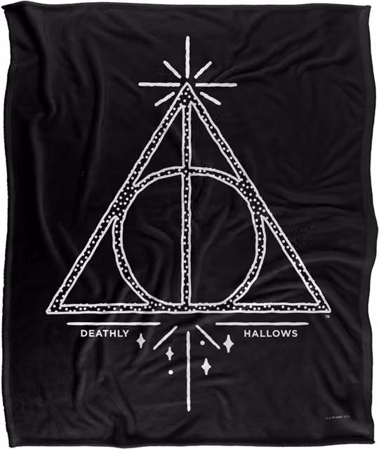 LOGOVISION Harry Potter Deathly Hallows Line Art Fleece Blanket, Multicolour, W/D/H: 152 x 127 cm – 6