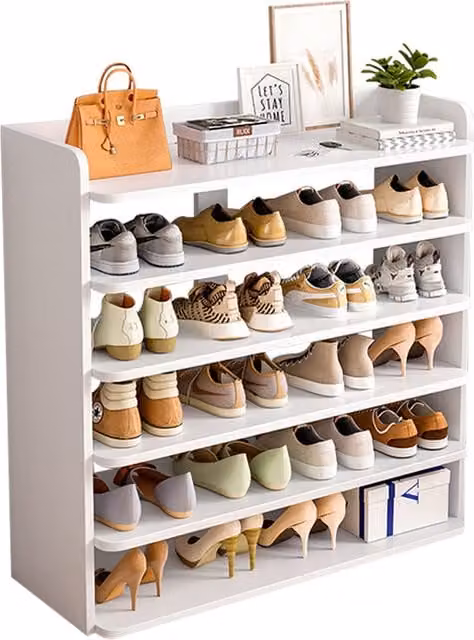 Livingandhome Multi-Tier Vertical Shoe Rack in White