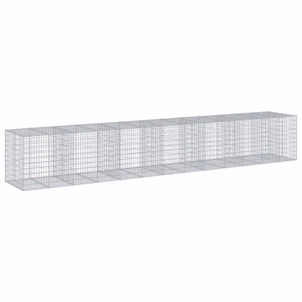 Berkfield Home Silver Galvanised Steel Gabion Basket with Cover, W: 650 cm, D: 100 cm, H: 100 cm – 2