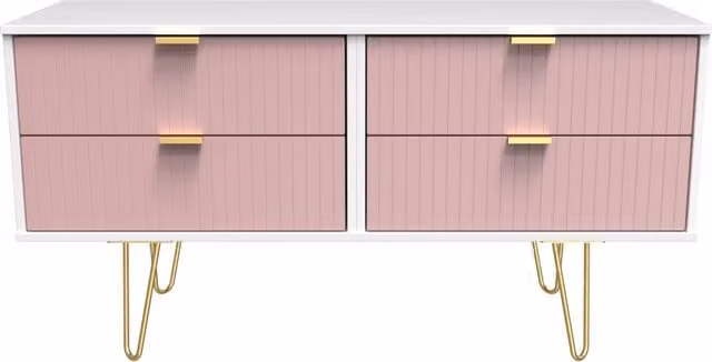 Ready Assembled 2 U Bexley 4 Drawer Bed Box in Pink and Gold