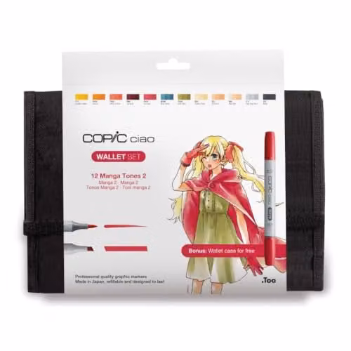 Copic Ciao Brush Tip Coloured Marker Pen Set, 12 Multicolour Pens for Art and Design – 1