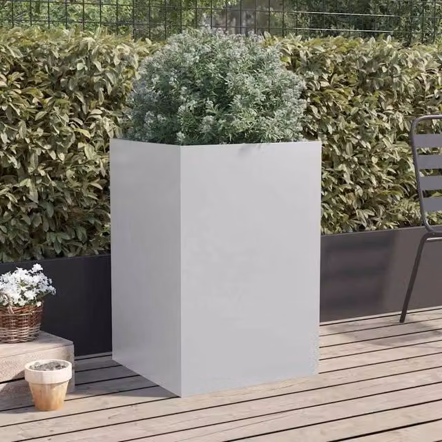 Berkfield Home Silver Galvanised Steel Planter Tub, W/D/H: 52 x 48 x 75 cm – 1
