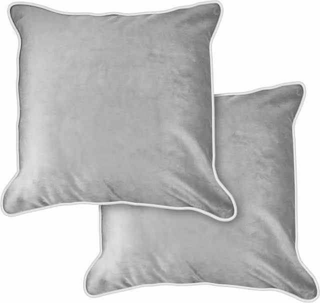 New Edge Blinds Plush Velvet Soft Touch Square Cushion Cover in Silver, W/D/H: 43 x 43 x 1 cm