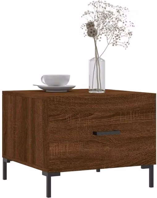 Berkfield Home Set of 2 Decorative Coffee Tables in Brown Oak, W/D/H: 50 x 50 x 40 cm