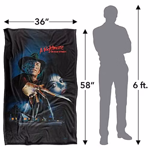 Warner Bros. Nightmare On Elm Street Freddy Poster Super Soft Fleece Throw Blanket, Multicolour, W/D/H: 91 x 147 cm – 4