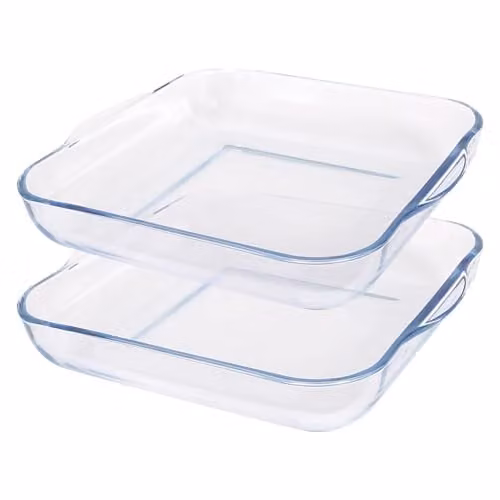 Argon Tableware Square Transparent Glass Casserole Dish, W: 30 cm, D: 27.5 cm, H: 5.5 cm – 1