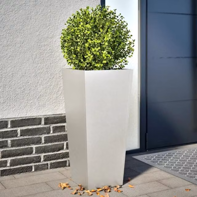 Berkfield Home Stainless Steel Garden Planter Tubs, Black, 2 Pack, W/D/H: 35 x 35 x 75 cm