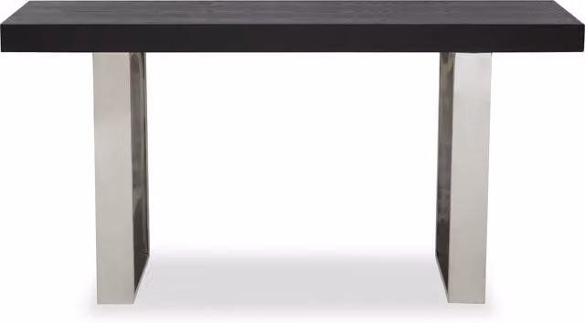 Orsina Grey Elm Wood Console Table with Polished Stainless Steel Sledge Legs, W/D/H: 150 x 51 x 76 cm