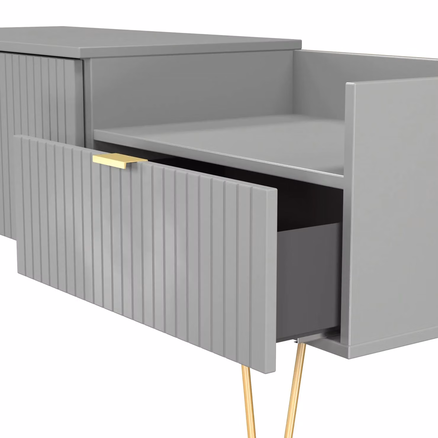 2 U Bexley Modern 2 Drawer Coffee TV Unit in Dark Grey with Gold Metal Details – 3