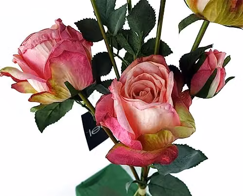Pink Rose Leaf Design Artificial Textile Tabletop Flowers – 3