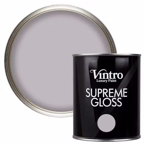 Vintro High Gloss Water Based Interior and Exterior Paint for Walls, Wood and Trim, Grey/Hint of Lilac - Paloma, 1 l
