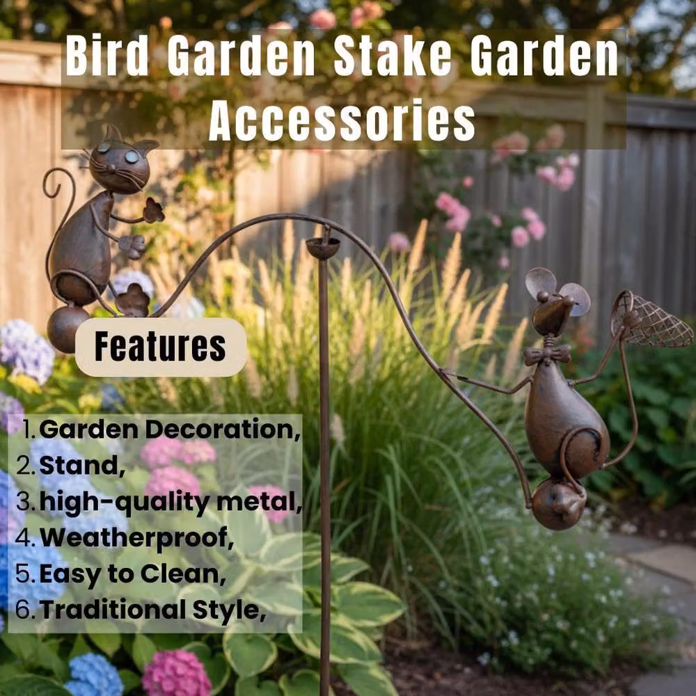 SPETLEK Bronze Metal Cat and Mouse Spinner for your Garden and Lawn, W: 100 cm, D: 60 cm – 3