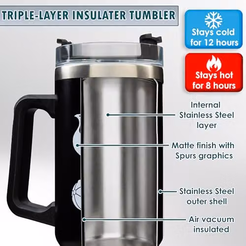 Get Trend Tottenham Hotspur Insulated Stainless Steel Tumbler with Straw and Handle, Black, 850ml – 4