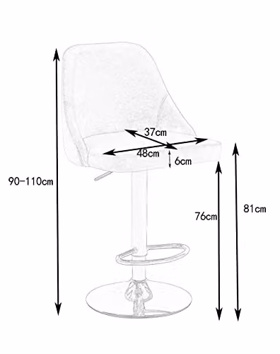 HYGRAD Set of 2 Black Velvet Swivel Bar Stools with Height Adjustment – 2