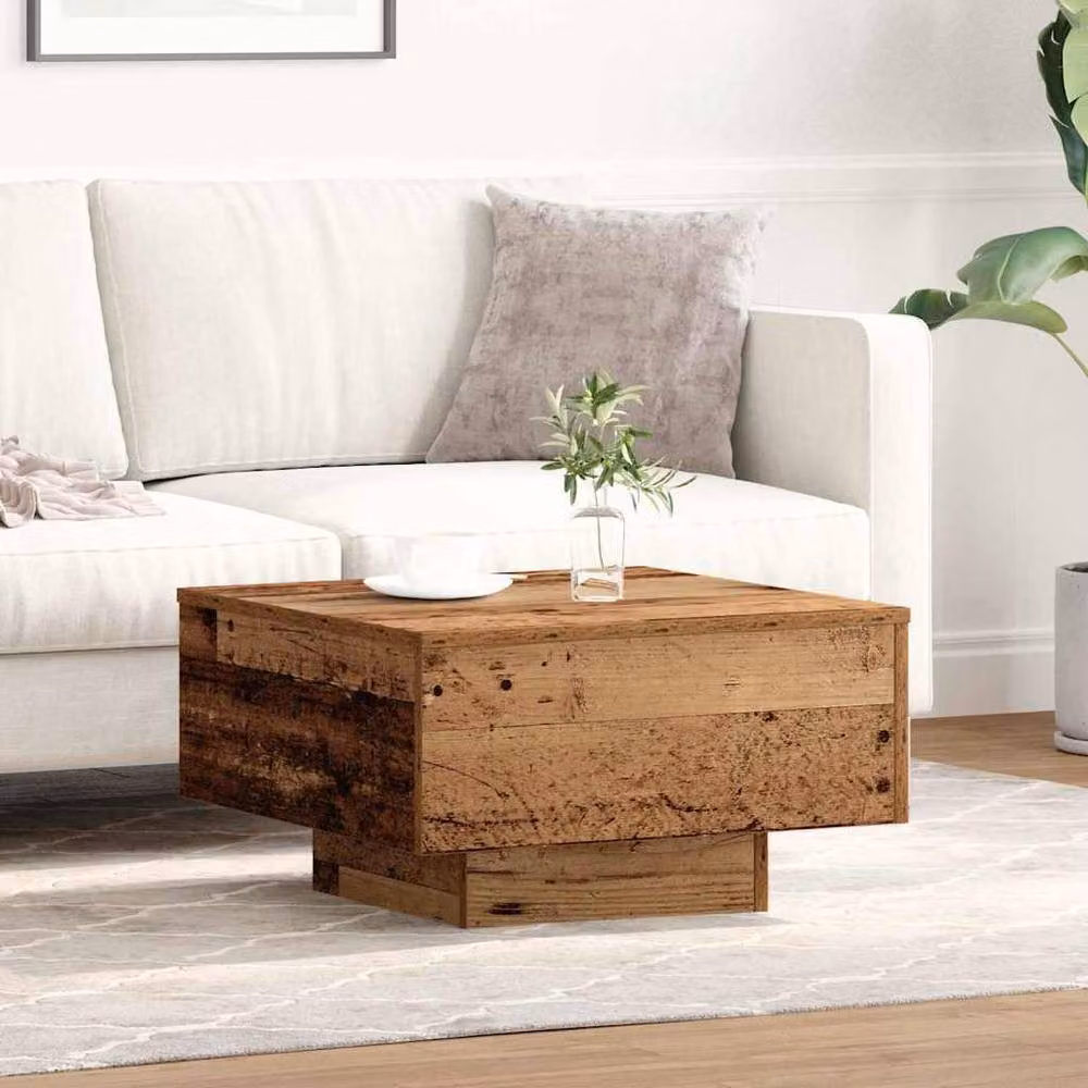 Berkfield Home Decorative Square Coffee Table in Brown Old Wood, W/D/H: 55 x 55 x 31 cm – 2