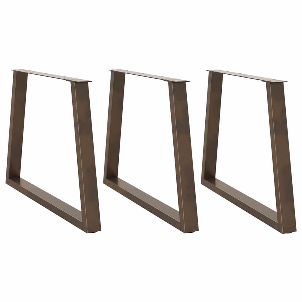 Berkfield Home V-Shape Dining Table Legs, Set of 3, Brown Matt Metal, Height: 73.3 cm